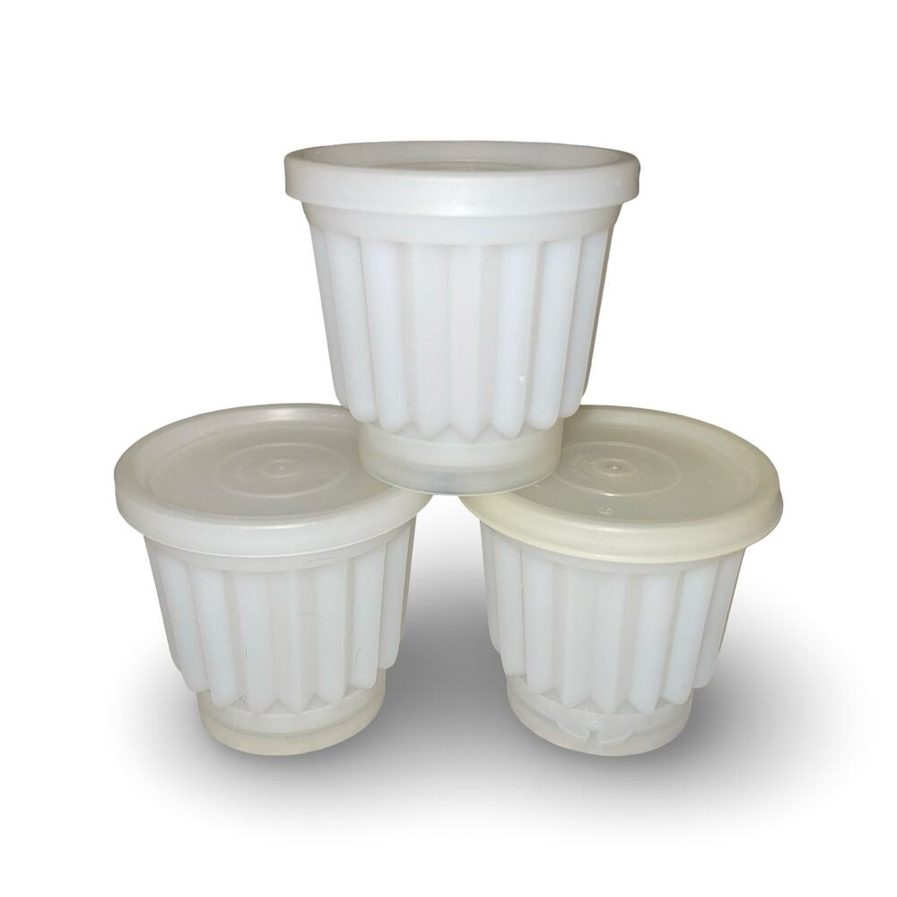 Tupperware Jel-ette Mini Molds Set 3 White 297 Individual Jello Desert Cups VTG - Picture 2 of 9